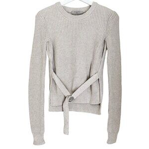 AllSaints East Cotton Jumper Sweater Mist Grey Top Small Ribbed Knit Long Sleeve